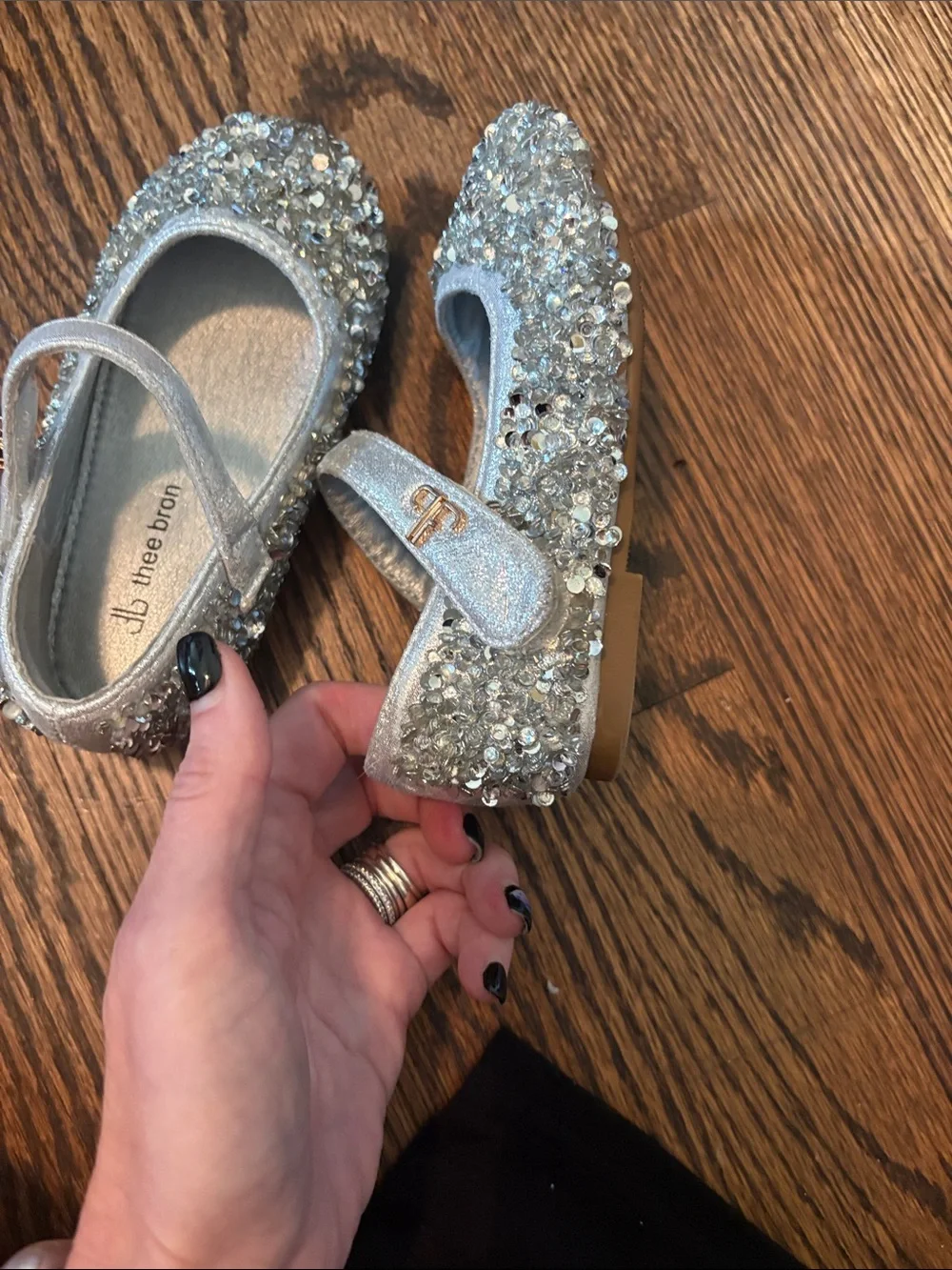 Girls Silver Sequin Mary Jane Dress Shoes - Sparkling Strap